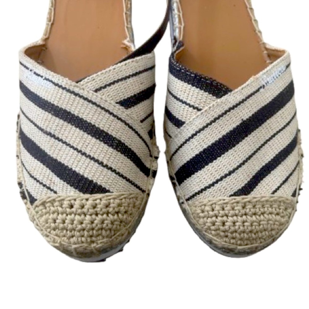 Nautica Black and Cream Striped Espadrilles